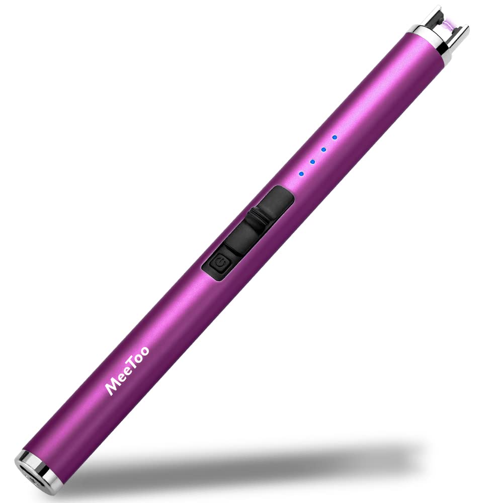 MeeToo Candle Electric Lighter Rechargeable USB Type-C Lighters for Candle Christmas Kitchen Camping Party, Gifts for Wife Women Men Nana Purple