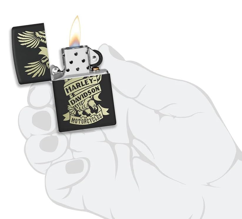 Personalized Zippo Harleey-Daviddson Windproof Oil Lighter Engraving - Christmas, Halloween & Valentines Day Gift (BK Matte)