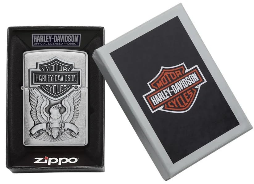 Personalized Zippo Harleey-Daviddson Windproof Oil Lighter Engraving - Christmas, Halloween & Valentines Day Gift (BK Matte)