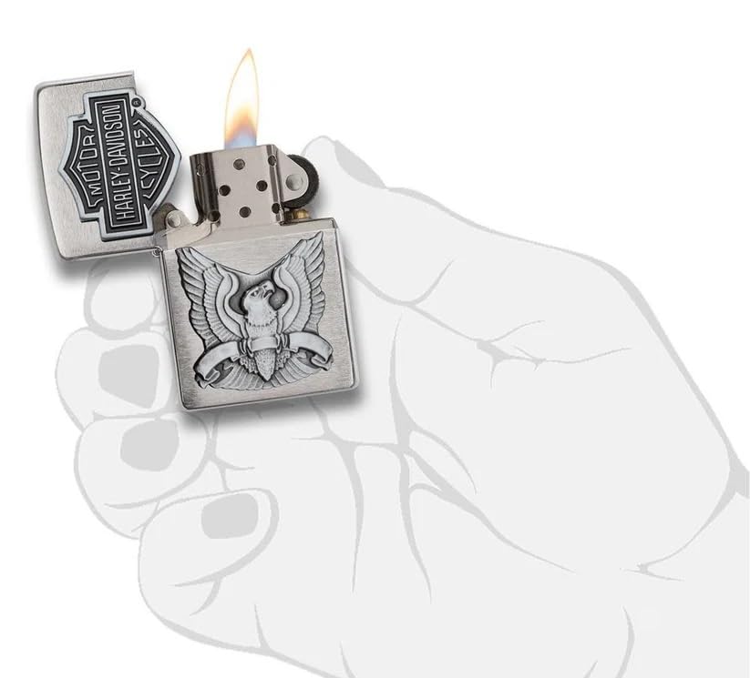 Personalized Zippo Harleey-Daviddson Windproof Oil Lighter Engraving - Christmas, Halloween & Valentines Day Gift (BK Matte)