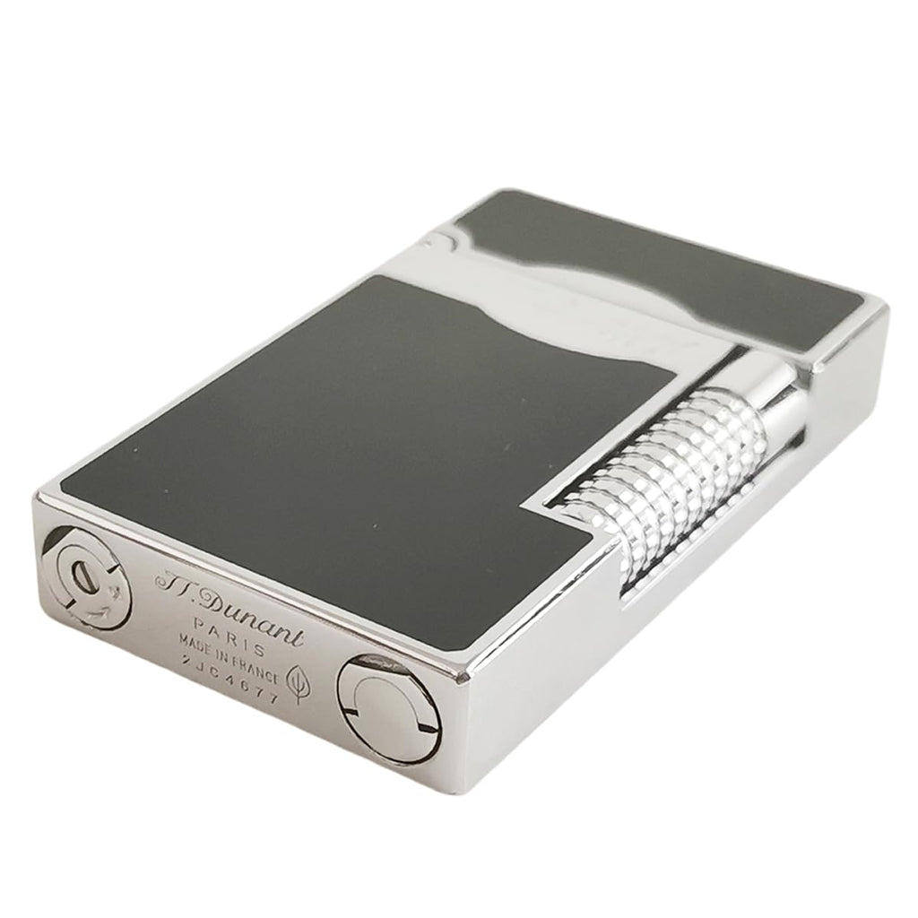 Black Lacquer Silver Lighter, Refillable, Adjustable Soft Flame, Traditional Flame Lighter with Adjustable Flame Dial, Gift for Men Dad Husband Somker