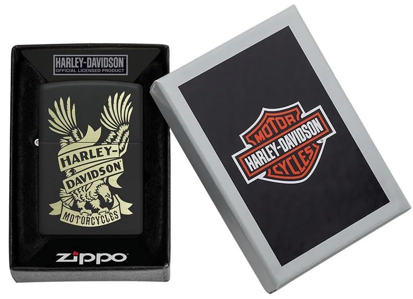 Personalized Zippo Harleey-Daviddson Windproof Oil Lighter Engraving - Christmas, Halloween & Valentines Day Gift (BK Matte)