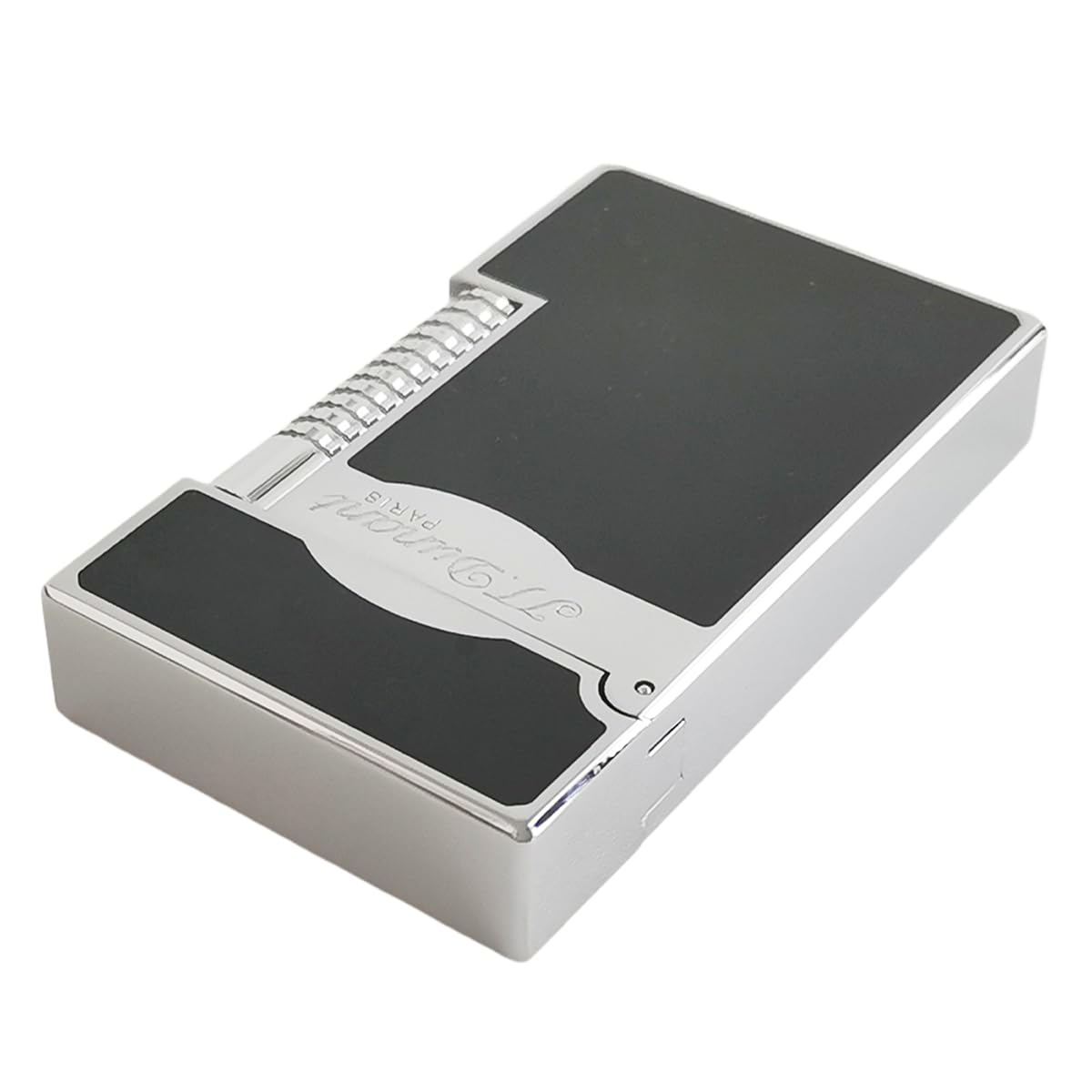 Black Lacquer Silver Lighter, Refillable, Adjustable Soft Flame, Traditional Flame Lighter with Adjustable Flame Dial, Gift for Men Dad Husband Somker