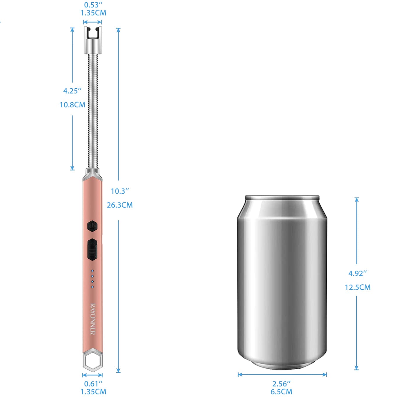 RAYONNER Lighter Electric Candle Lighter Rechargeable USB Lighter Long Flexible Neck Lighter Christmas Stocking Stuffers Gifts for Women Men Adults Rechargeable USB (Black)