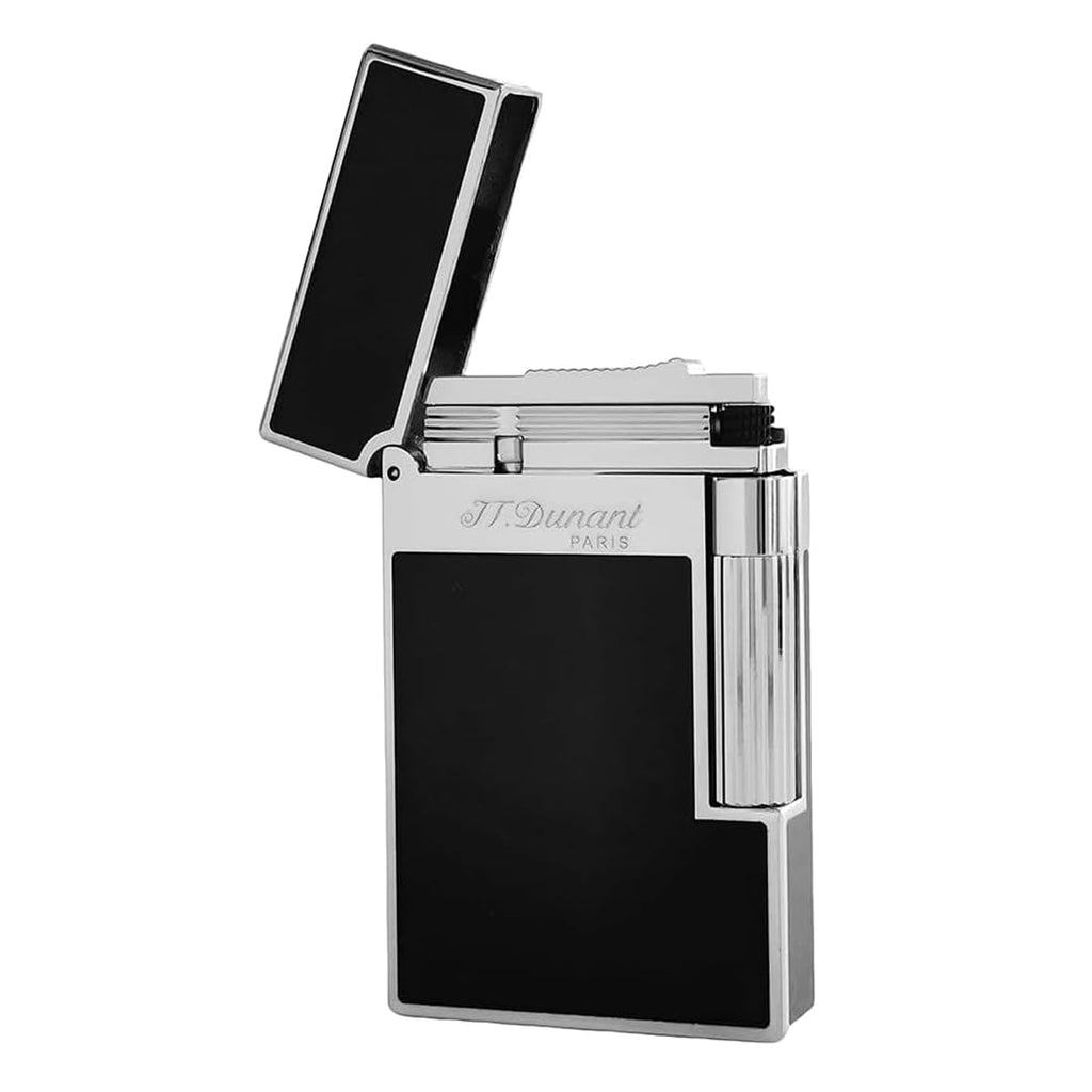 Black Lacquer Silver Lighter, Refillable, Adjustable Soft Flame, Traditional Flame Lighter with Adjustable Flame Dial, Gift for Men Dad Husband Somker