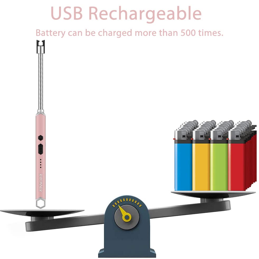 RAYONNER Lighter Electric Candle Lighter Rechargeable USB Lighter Long Flexible Neck Lighter Christmas Stocking Stuffers Gifts for Women Men Adults Rechargeable USB (Black)