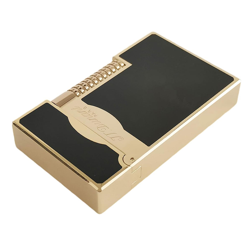 Black Lacquer Silver Lighter, Refillable, Adjustable Soft Flame, Traditional Flame Lighter with Adjustable Flame Dial, Gift for Men Dad Husband Somker