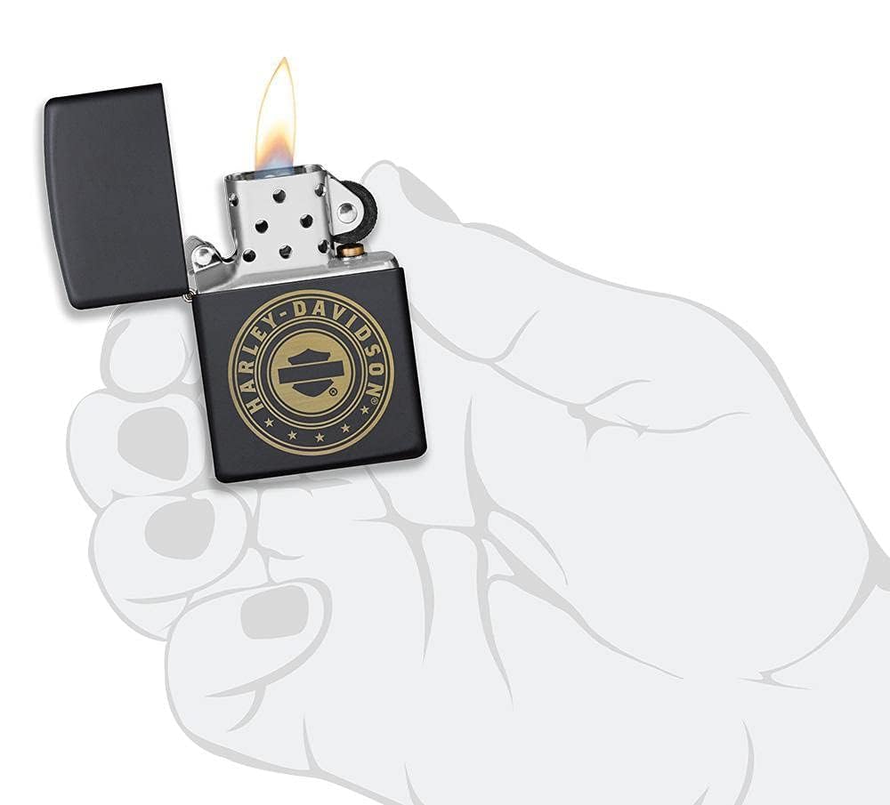 Personalized Zippo Harleey-Daviddson Windproof Oil Lighter Engraving - Christmas, Halloween & Valentines Day Gift (BK Matte)