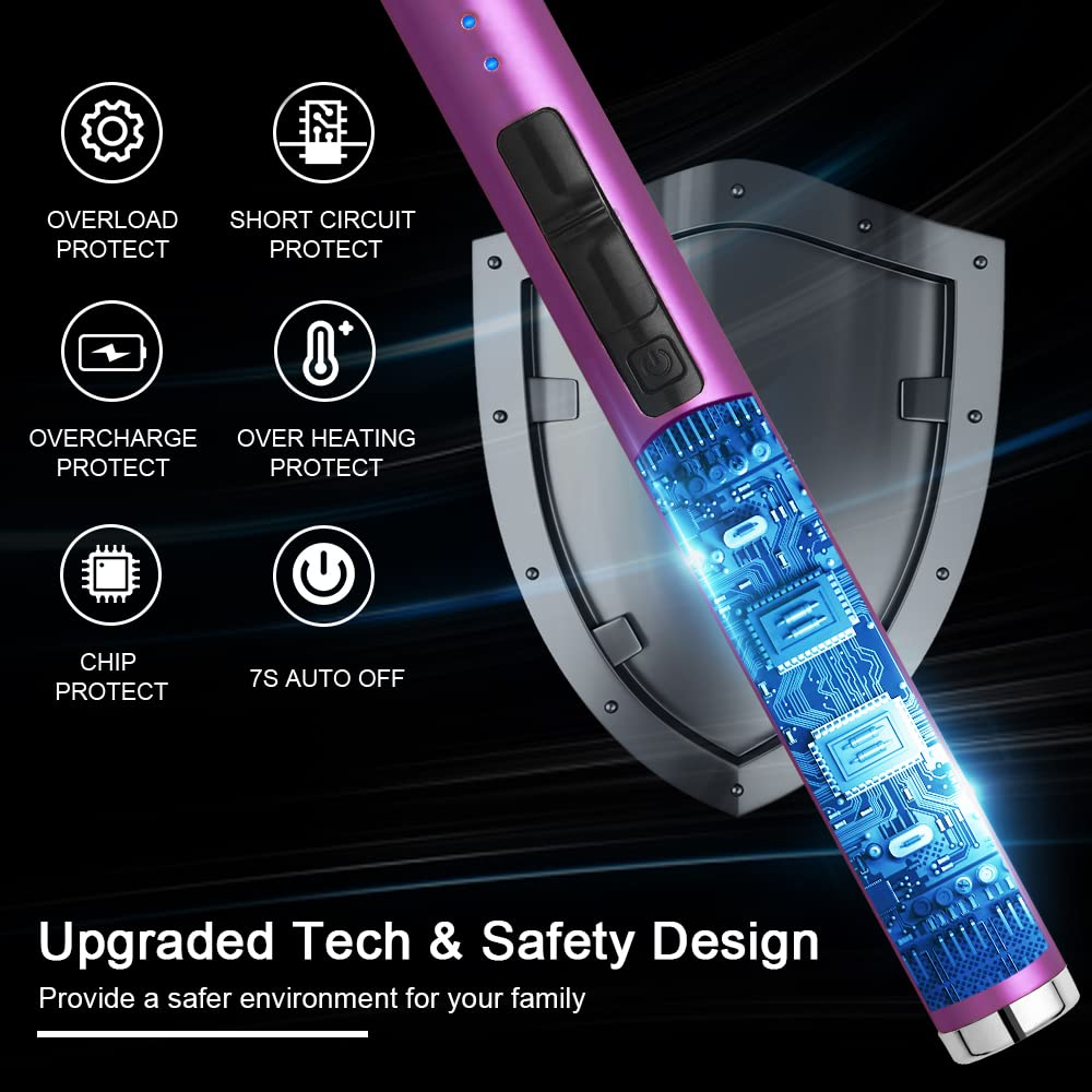 MeeToo Candle Electric Lighter Rechargeable USB Type-C Lighters for Candle Christmas Kitchen Camping Party, Gifts for Wife Women Men Nana Purple