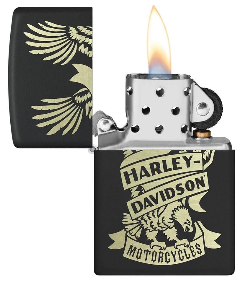 Personalized Zippo Harleey-Daviddson Windproof Oil Lighter Engraving - Christmas, Halloween & Valentines Day Gift (BK Matte)