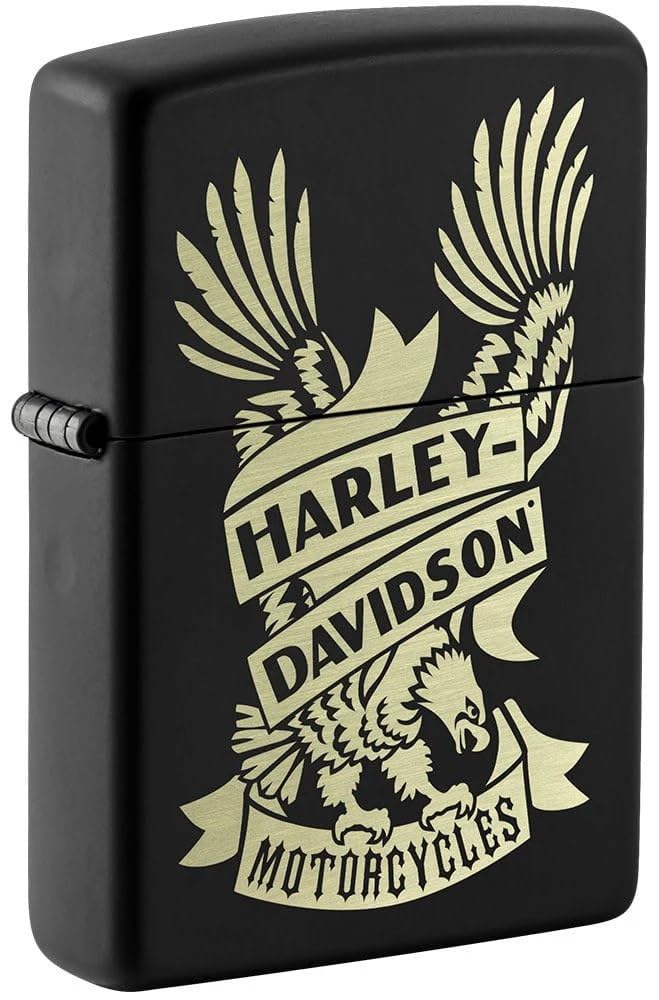 Personalized Zippo Harleey-Daviddson Windproof Oil Lighter Engraving - Christmas, Halloween & Valentines Day Gift (BK Matte)