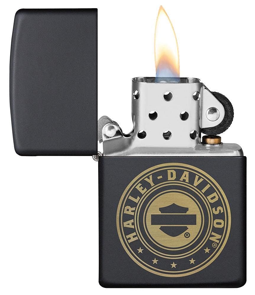 Personalized Zippo Harleey-Daviddson Windproof Oil Lighter Engraving - Christmas, Halloween & Valentines Day Gift (BK Matte)