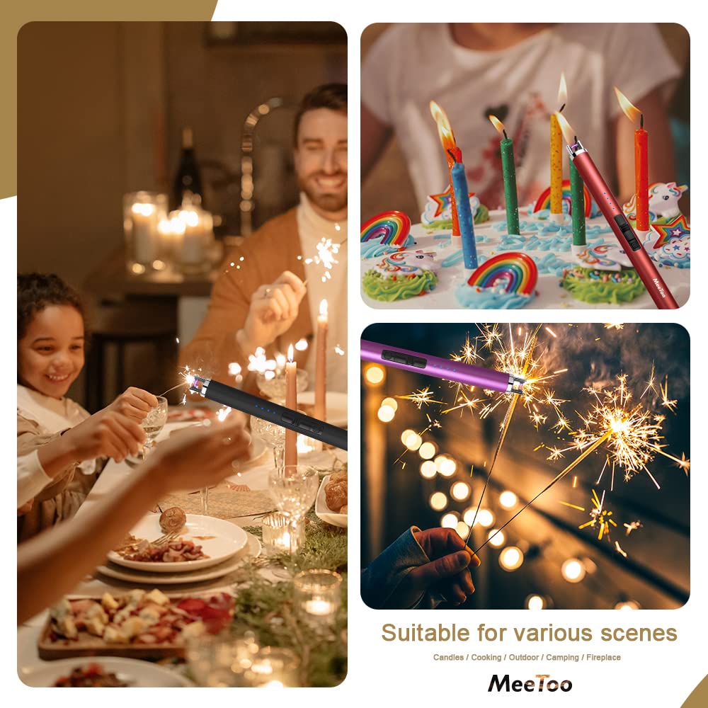 MeeToo Candle Electric Lighter Rechargeable USB Type-C Lighters for Candle Christmas Kitchen Camping Party, Gifts for Wife Women Men Nana Purple