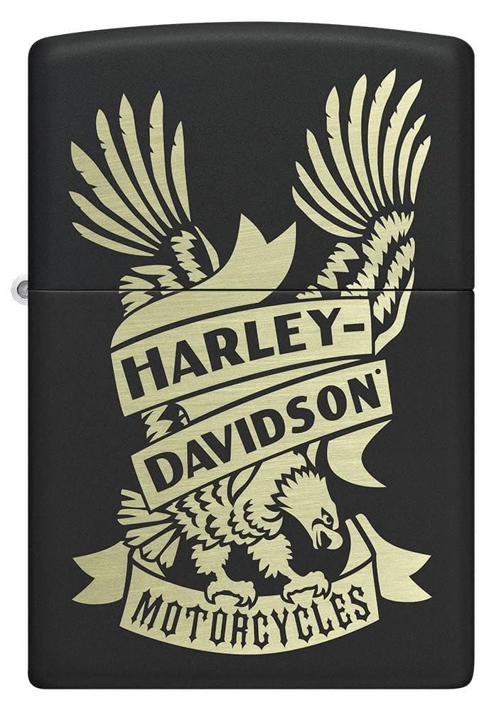 Personalized Zippo Harleey-Daviddson Windproof Oil Lighter Engraving - Christmas, Halloween & Valentines Day Gift (BK Matte)