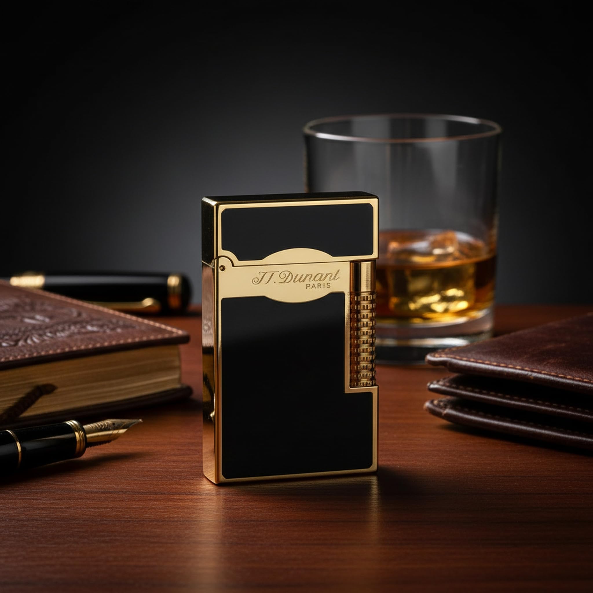 Black Lacquer Silver Lighter, Refillable, Adjustable Soft Flame, Traditional Flame Lighter with Adjustable Flame Dial, Gift for Men Dad Husband Somker
