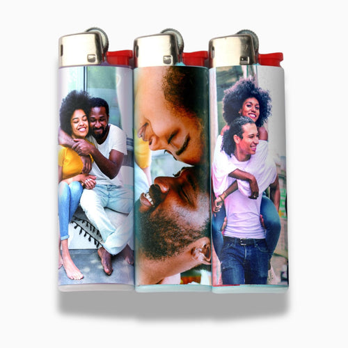 Custom Lighter Wrap with Own Pictures, Personalize Lighters PVC Film Sticker 3 Pack Upload 1-3 Photos - Reusable up to 3 Times Suitable for Bic Pocket Lighter Ideal for Gifts(Lighter Not Included)