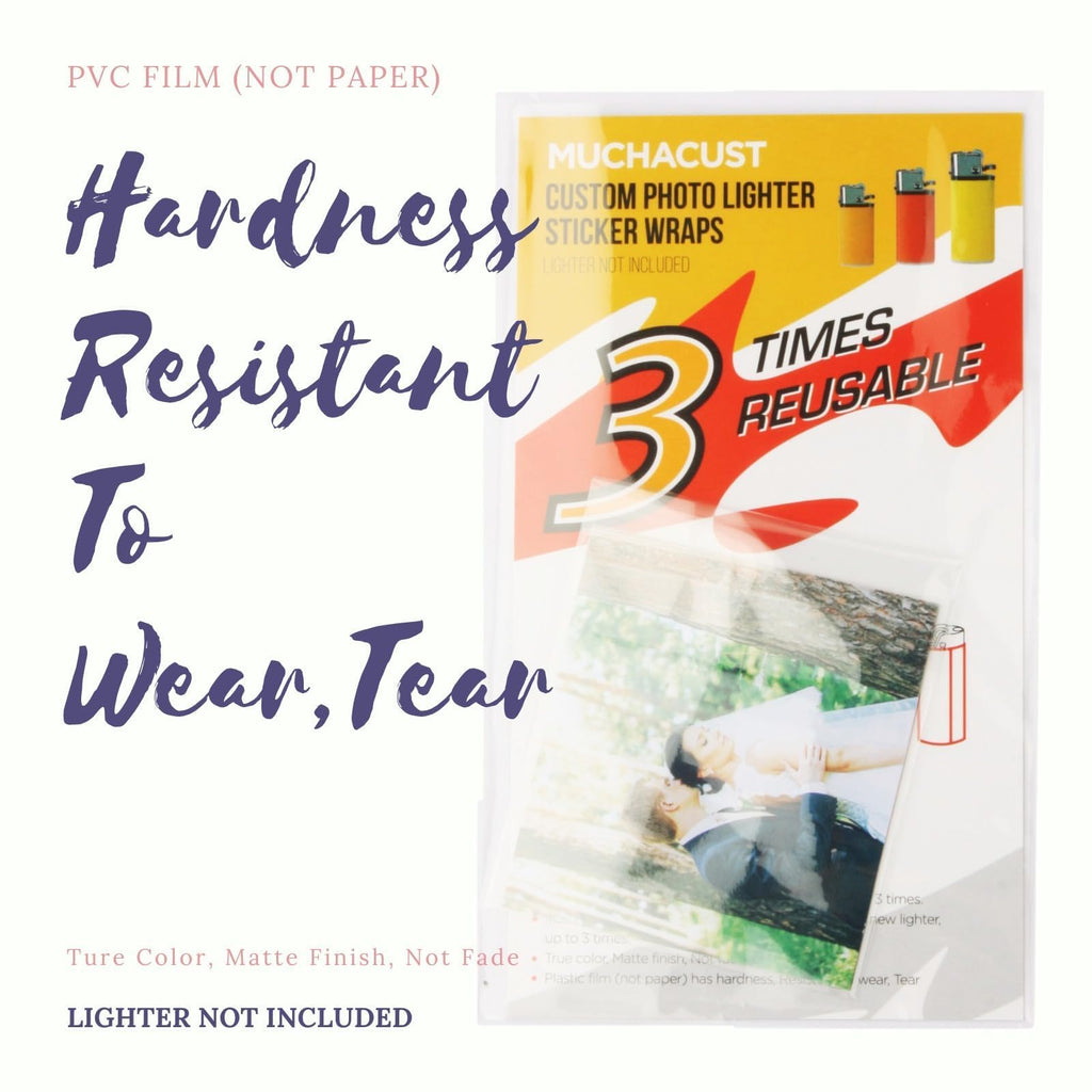 Custom Lighter Wrap with Own Pictures, Personalize Lighters PVC Film Sticker 3 Pack Upload 1-3 Photos - Reusable up to 3 Times Suitable for Bic Pocket Lighter Ideal for Gifts(Lighter Not Included)