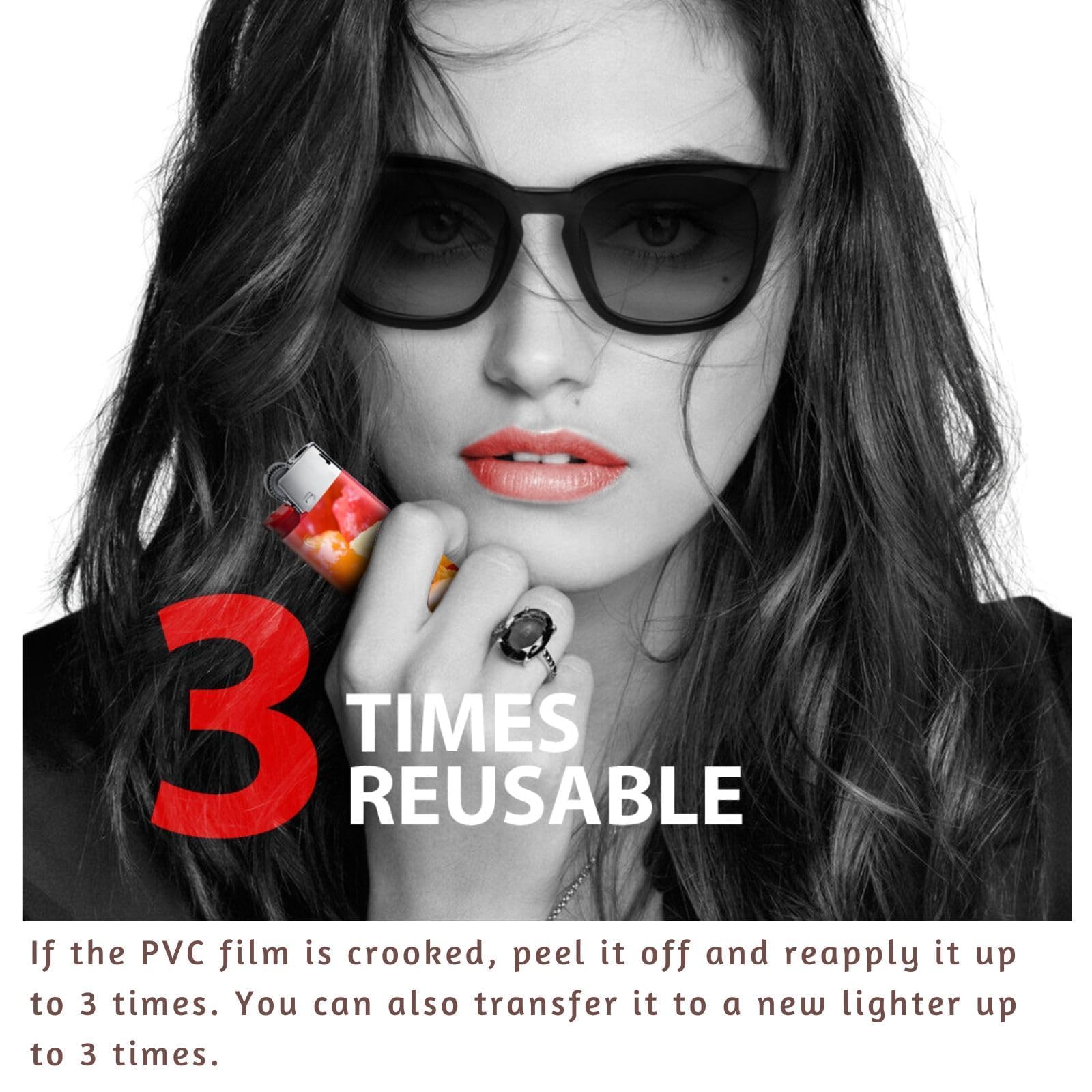 Custom Lighter Wrap with Own Pictures, Personalize Lighters PVC Film Sticker 3 Pack Upload 1-3 Photos - Reusable up to 3 Times Suitable for Bic Pocket Lighter Ideal for Gifts(Lighter Not Included)