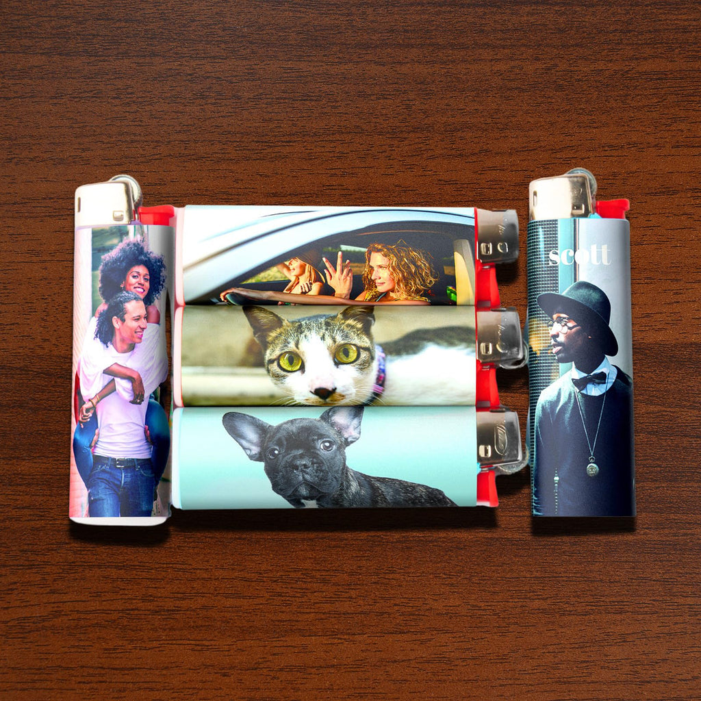 Custom Lighter Wrap with Own Pictures, Personalize Lighters PVC Film Sticker 3 Pack Upload 1-3 Photos - Reusable up to 3 Times Suitable for Bic Pocket Lighter Ideal for Gifts(Lighter Not Included)